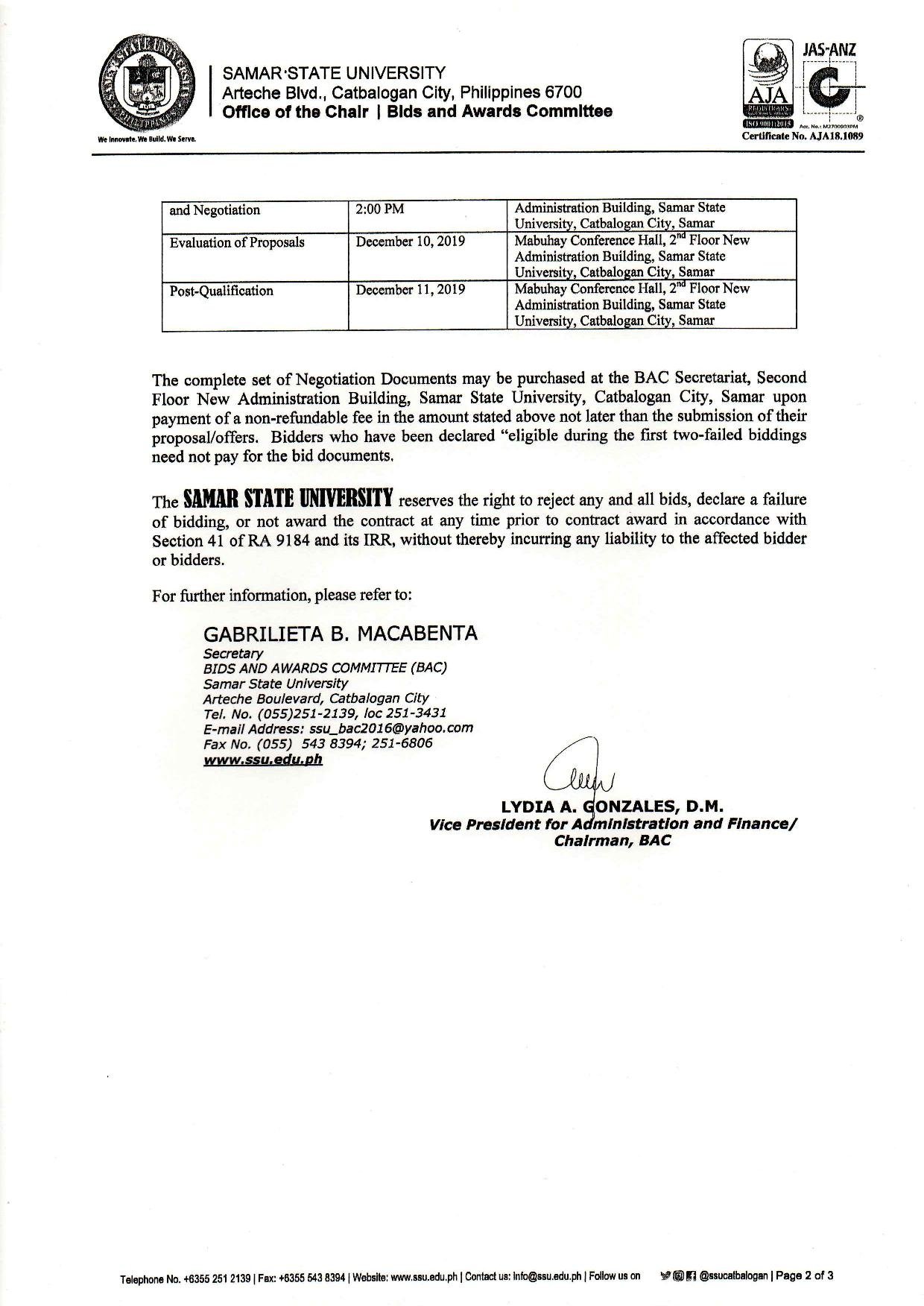 Acquisition of Varrious Equipment for Project 1: STock Assessment and Reproductive Biology of Blue Swimming Crab and Other Crustacean in Maqueda Bay, Villareal Bay, Zummaraga Channel and Southeastern Samar Sea