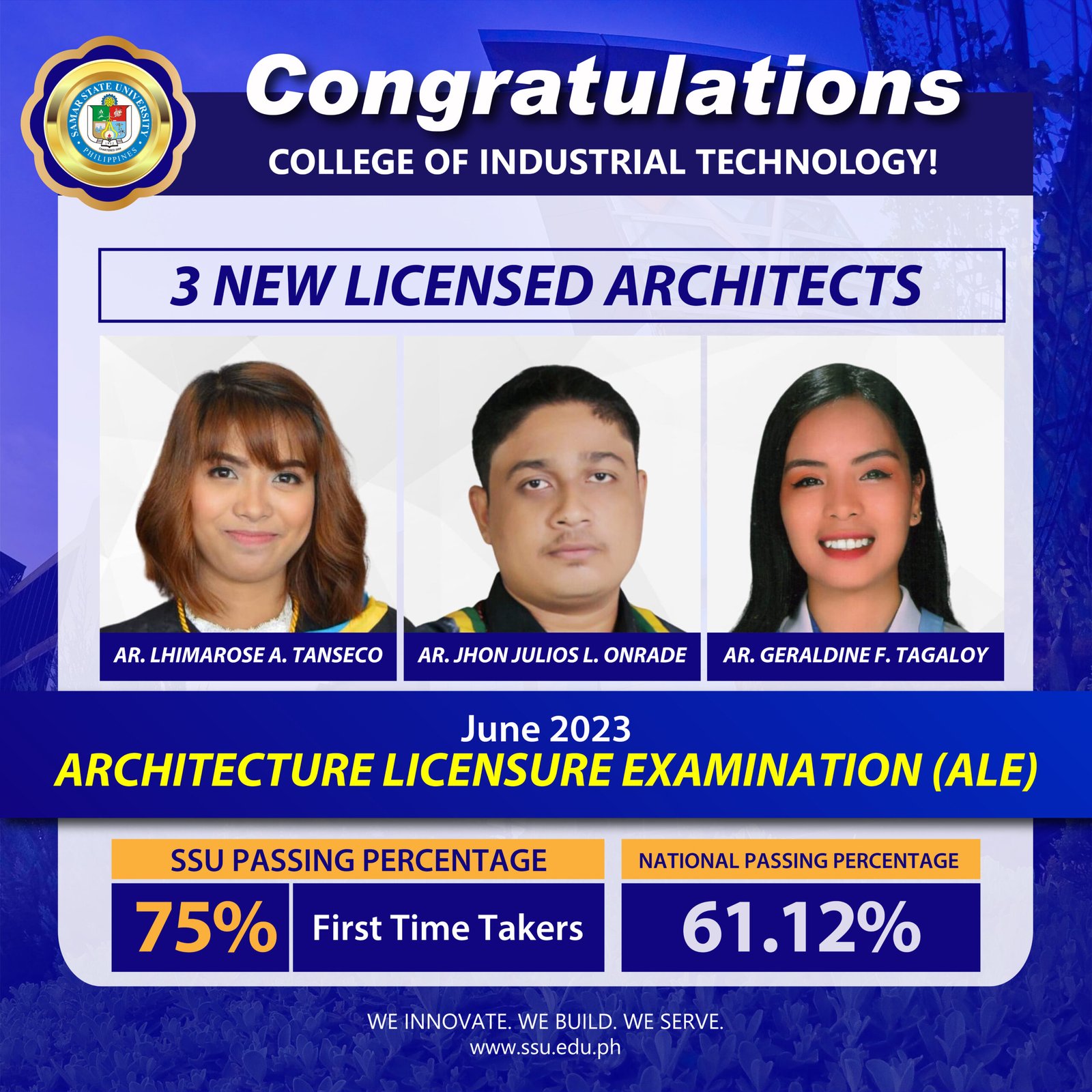 SSUβs Three Exceptional BS Architecture Excel in Licensure Exam
