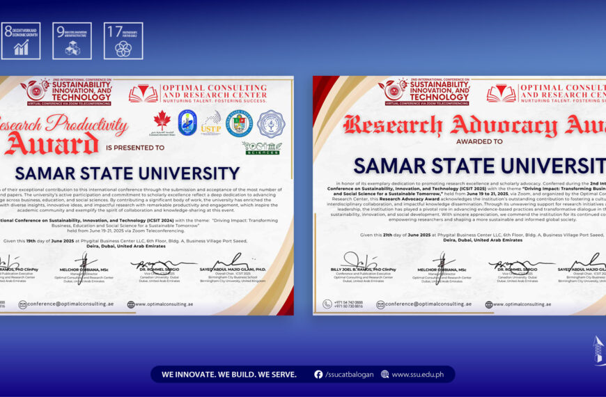 SSU obtains Research Productivity, Advocacy awards at ICSIT 2025