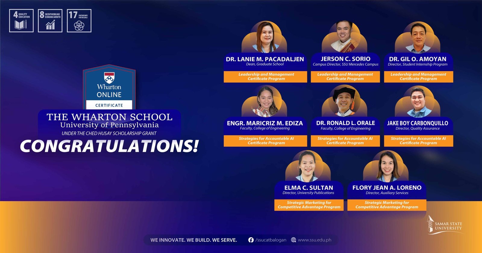SSU leaders rise on the global stage through Wharton, CHED HUSAY Program